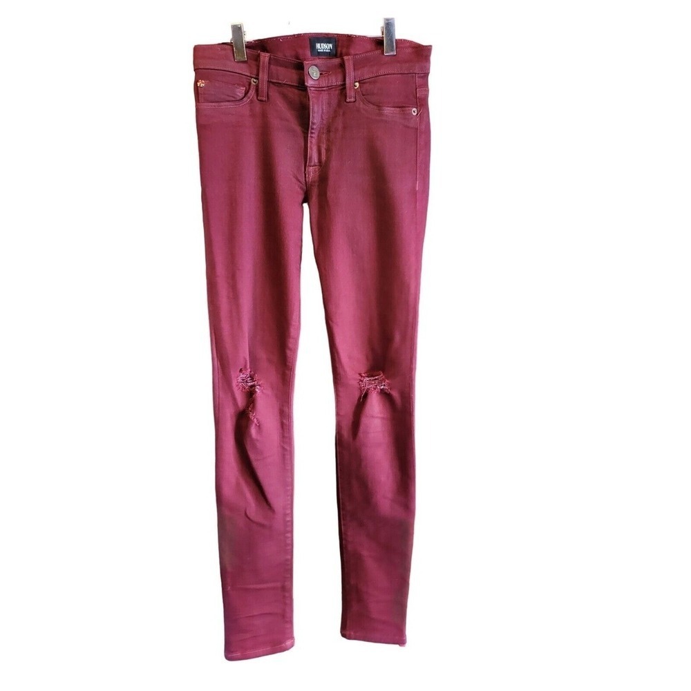 Hudson Nico Mid Rise Super Skinny Leg Jeans‎ 26 Womens Burgundy Dark Wash